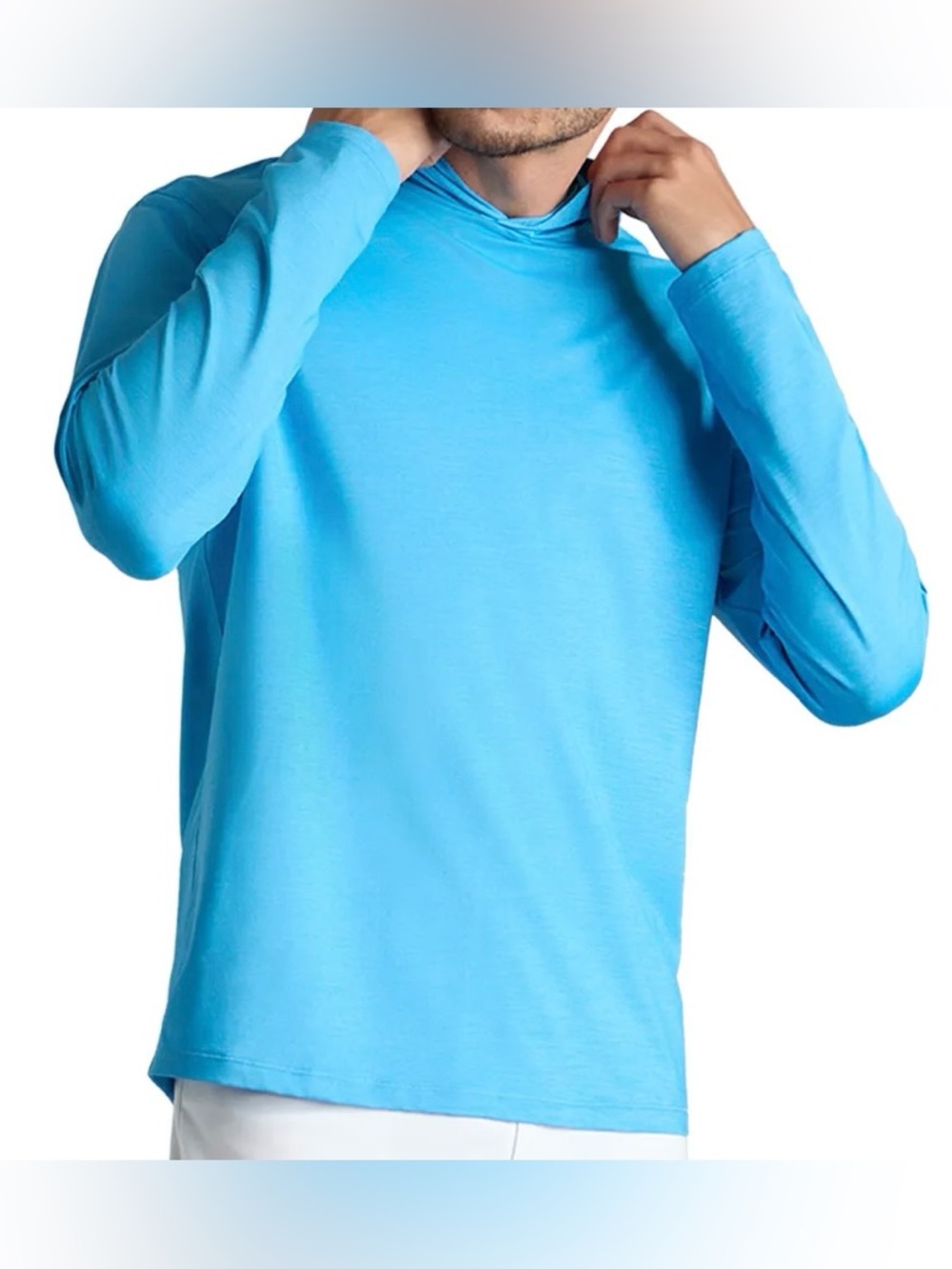 G/FORE Dutch Mélange Ice Nylon Hoodie GMM000036 Blue Golf Pullover Sweatshirt